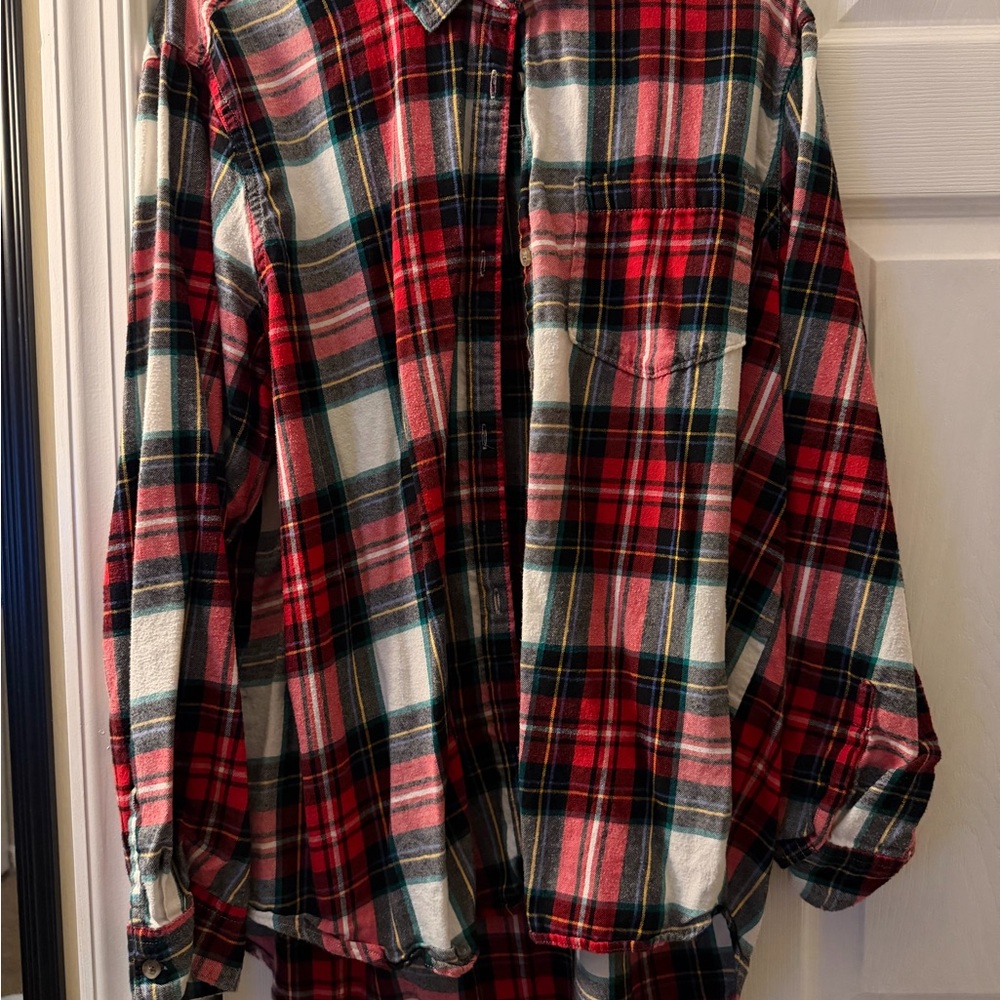Old Navy Red and White Plaid Flannel